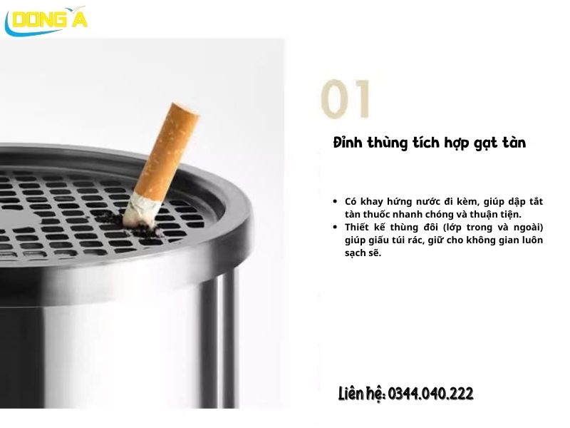 Tích hợp khay gạt tàn tiện lợi