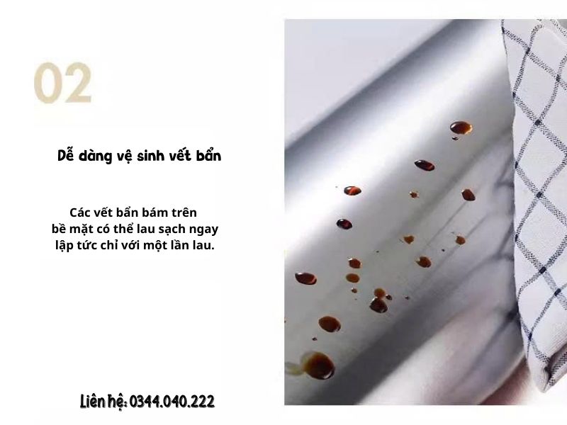 Bề mặt inox xước mờ chống bám vân tay  Thùng được xử lý phay xước tinh tế:  Không để lại dấu vân tay  Hạn chế trầy xước  Dễ lau chùi  Giữ vẻ sáng bóng lâu dài  Nhờ đó, sản phẩm luôn duy trì diện mạo sang trọng dù sử dụng trong thời gian dài.