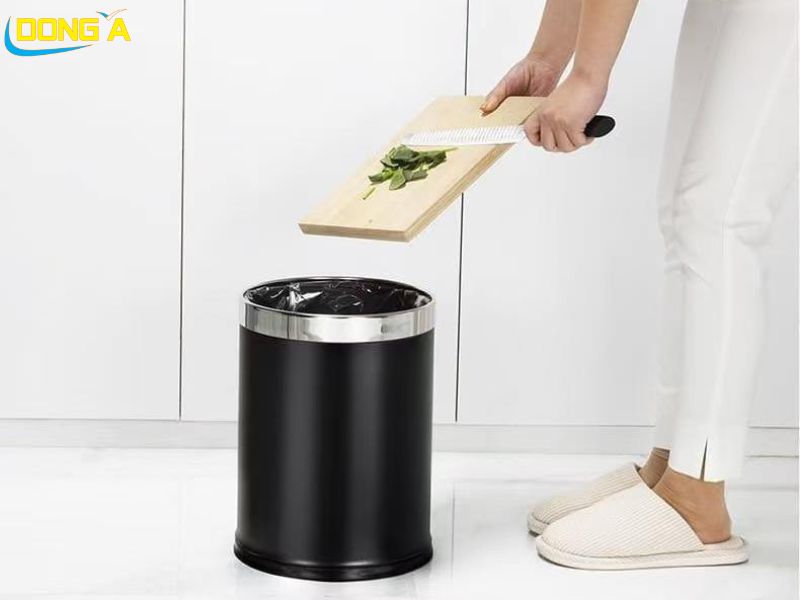Thùng rác tròn 2 lớp thép sơn tĩnh điện cao cấp