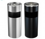 Thùng rác inox tròn có gạt tàn tròn 24x61cm