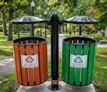 Thùng Rác Gỗ Treo Đôi Ngoài Trời