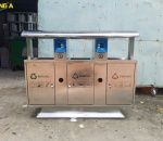 Thùng rác inox 3 ngăn ngoài trời