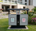 Thùng Rác Thép 2 Ngăn Ngoài Trời 