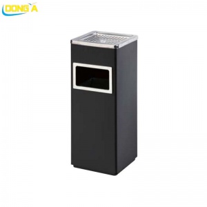 Thùng rác inox vuông có gạt tàn 24x24x61cm