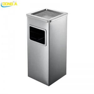 Thùng rác inox vuông có gạt tàn 30x24x61cm