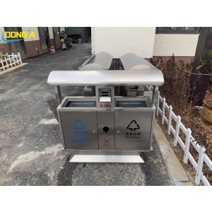 Thùng rác 2 ngăn inox để ngoài trời
