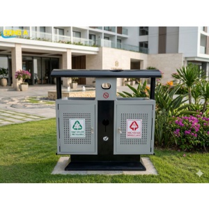 Thùng Rác Thép 2 Ngăn Ngoài Trời 
