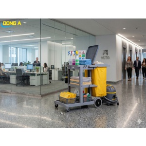 Xe Dọn Vệ Sinh Chữ L Có Nắp