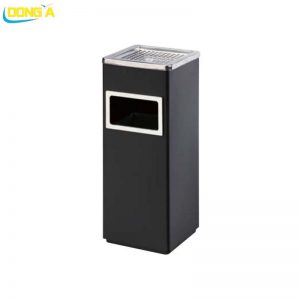 Thùng rác inox vuông có gạt tàn 24x24x61cm