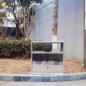Thùng rác inox 2 ngăn ngoài trời