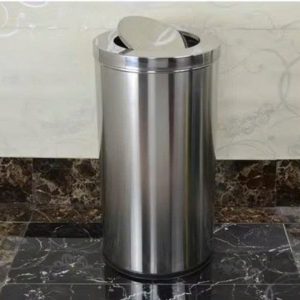 Thùng rác inox tròn nắp lật 25x61cm