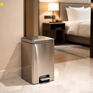 Thùng rác inox đạp chân 12L dạng vuông PLS-12L