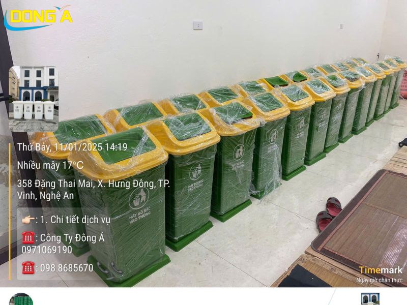 Thùng rác composite 90L giao cho bên trường học